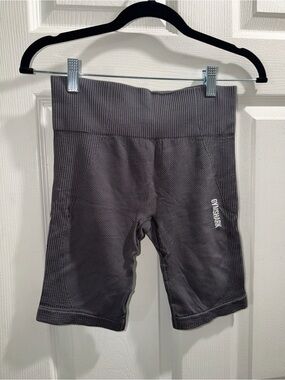 Gymshark Charcoal Gray Ribbed High-Waist Athletic Bike Shorts
